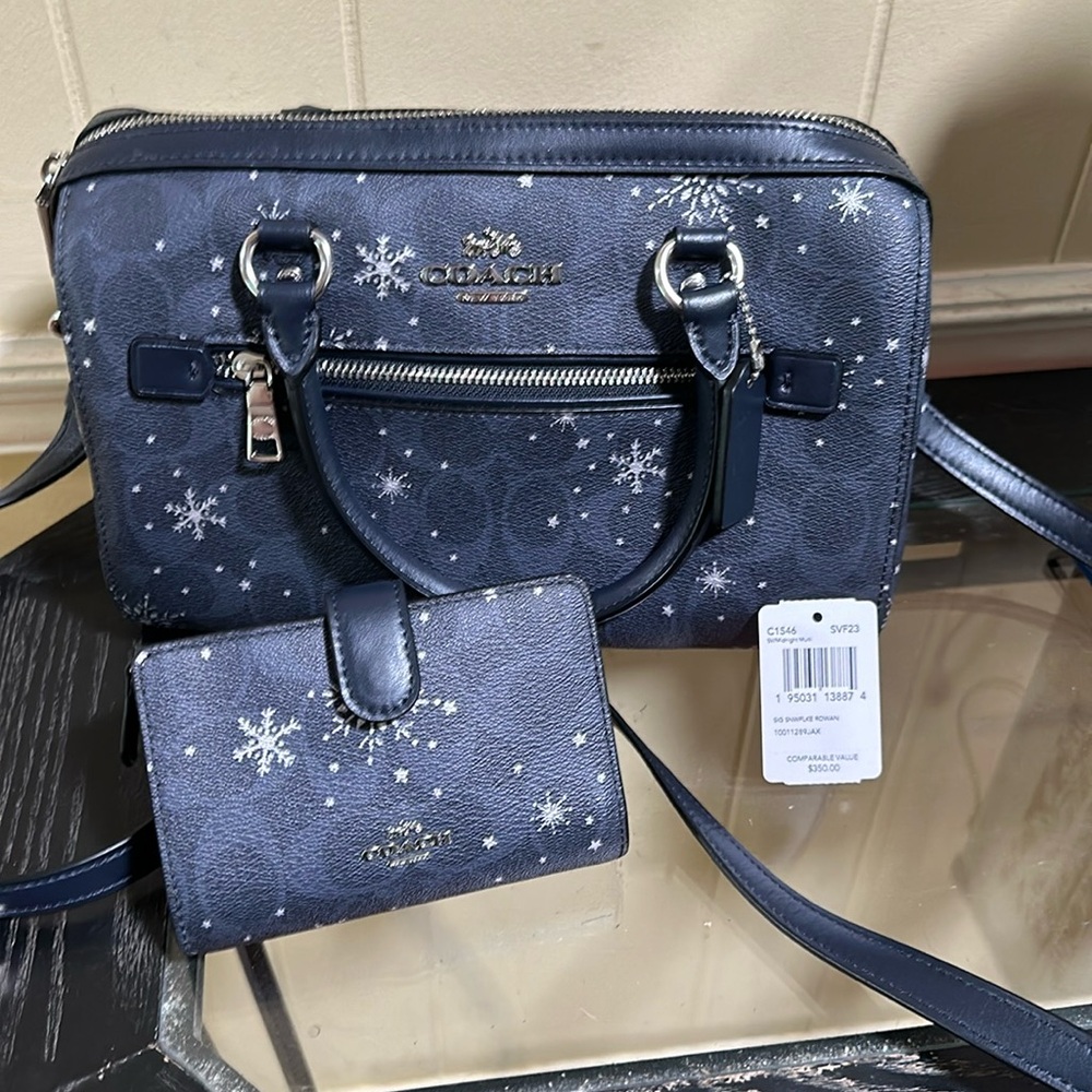 Snowflake Coach Bennett bag with matching wallet
